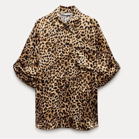Zara ZW COLLECTION ANIMAL PRINT SHIRT Size Small NWT - Picture 1 of 8